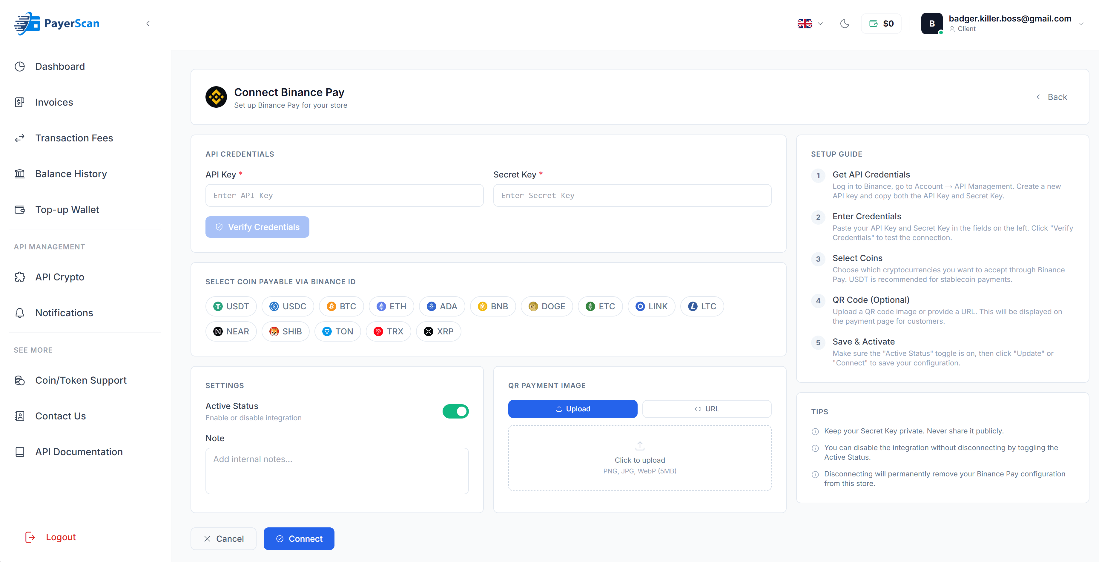 ขั้นตอนที่ 3 — ฟอร์มกำหนดค่า Connect Binance Pay