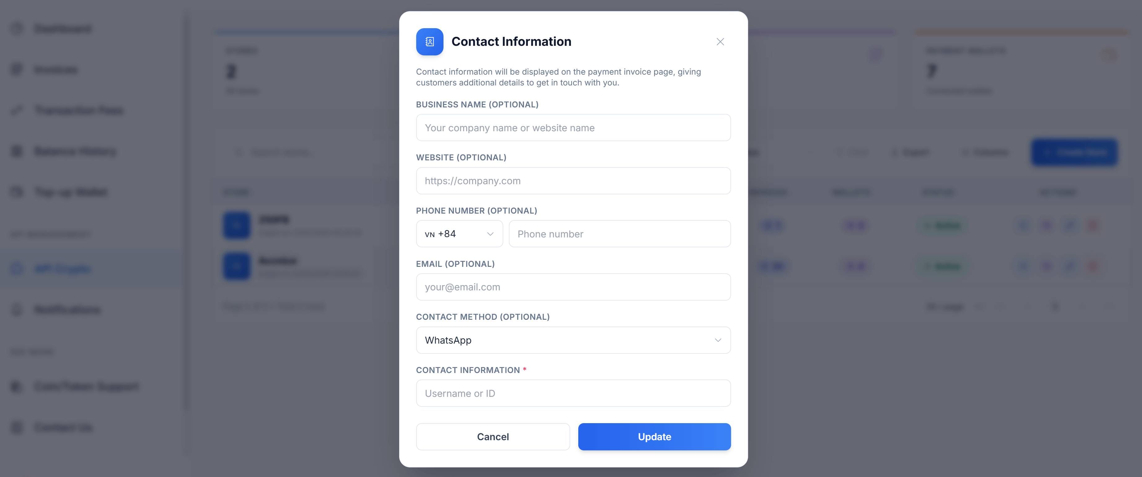 ขั้นตอนที่ 4 — กล่องโต้ตอบ Contact Information